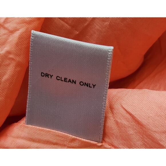 Mirror of Venus Anthropolgie Coral Orange Silk V Neck A Line Dress 2 L Pleated - Picture 7 of 7